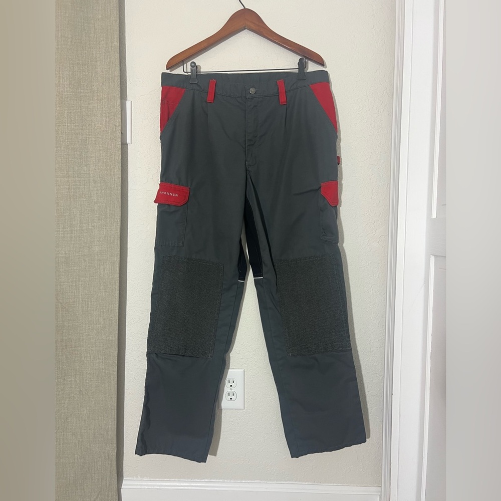 Men’s Pfanner StretchZone Canvas Work Pants Size 37-38 (54) Black, Gray, And Red